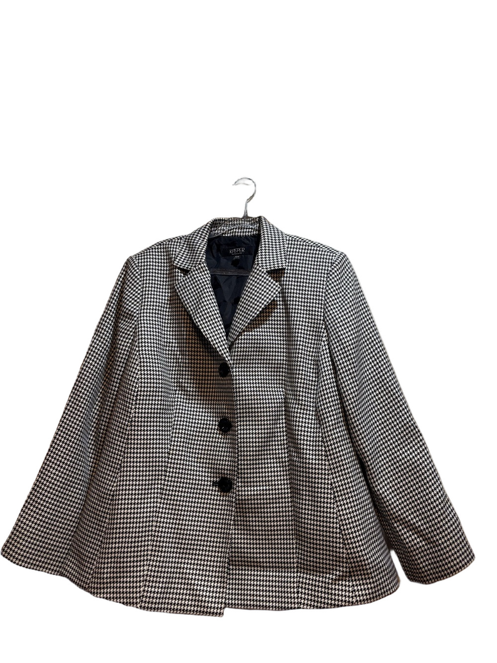 Kasper Black and White Houndstooth Blazer size 16W GUC